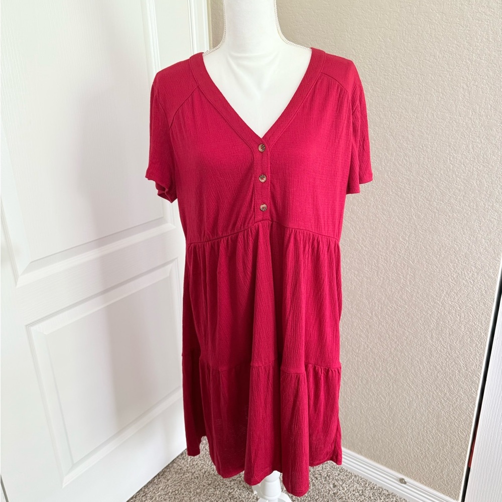 Knox Rose Red Buttoned Midi Dress